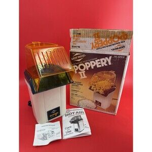 VTG 4qt West Bend Poppery II Hot Air Corn Popper 82102 Almond White Yellow Boxed